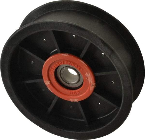 Fenner Drives - 1/2 Inside x 4-1/2" Outside Diam, 1.09" Wide Pulley Slot, Glass Reinforced Nylon Idler Pulley - For Use with Flat Belts, 29/32" Wide - Makers Industrial Supply