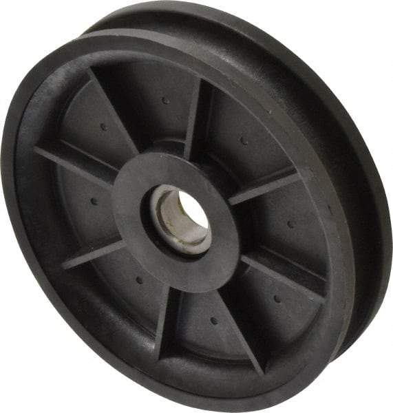 Fenner Drives - 17 Inside x 4.8" Outside Diam, 0.53" Wide Pulley Slot, Glass Reinforced Nylon Idler Pulley - 1/2" Belt Size Diam, For Use with Round Belts - Makers Industrial Supply