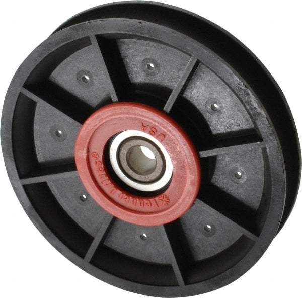 Fenner Drives - 3/8 Inside x 4.12" Outside Diam, 0.53" Wide Pulley Slot, Glass Reinforced Nylon Idler Pulley - 1/2" Belt Size Diam, For Use with Round Belts - Makers Industrial Supply