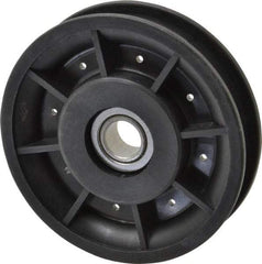 Fenner Drives - 1/2 Inside x 3-1/2" Outside Diam, 0.53" Wide Pulley Slot, Glass Reinforced Nylon Idler Pulley - 1/2" Belt Size Diam, For Use with Round Belts - Makers Industrial Supply