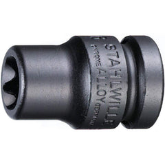 Impact Sockets; Drive Size: 1/2 in; Socket Size (mm): 20; Torx Size: E20; Drive Style: Square; Overall Length (Decimal Inch): 1.5000; Material: Alloy Steel; Finish: Gunmetal; Insulated: No; Non-sparking: No; Deep: No; Number Of Points: 6