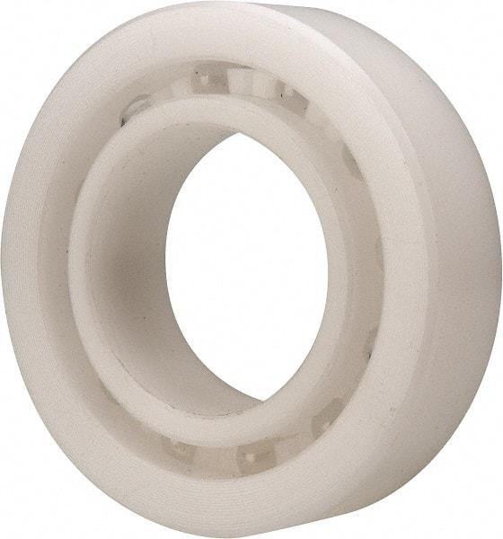 Made in USA - 25mm Bore Diam, 47mm OD, Open Plastic Race Radial Ball Bearing - 12mm Wide, 1 Row, Round Bore, 61 Lb Static Capacity, 92 Lb Dynamic Capacity - Makers Industrial Supply