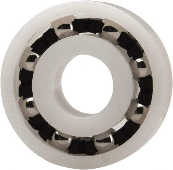 Made in USA - 8mm Bore Diam, 22mm OD, Open Plastic Race Radial Ball Bearing - 7mm Wide, 1 Row, Round Bore, 33 Lb Static Capacity, 42 Lb Dynamic Capacity - Makers Industrial Supply