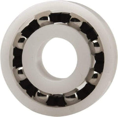 Made in USA - 8mm Bore Diam, 22mm OD, Open Plastic Race Radial Ball Bearing - 7mm Wide, 1 Row, Round Bore, 33 Lb Static Capacity, 42 Lb Dynamic Capacity - Makers Industrial Supply