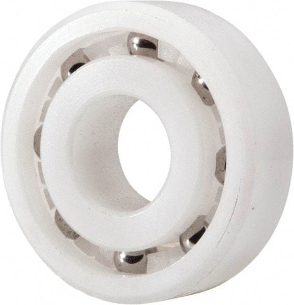 Made in USA - 10mm Bore Diam, 26mm OD, Open Plastic Race Radial Ball Bearing - 8mm Wide, 1 Row, Round Bore, 33 Lb Static Capacity, 42 Lb Dynamic Capacity - Makers Industrial Supply