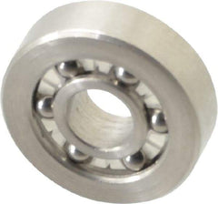 Made in USA - 1/4" Bore Diam, 3/4" OD, Open Precision Ground Radial Ball Bearing - 7/32" Wide, 1 Row, Round Bore, 51 Lb Static Capacity, 78 Lb Dynamic Capacity - Makers Industrial Supply