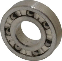 Made in USA - 3/8" Bore Diam, 7/8" OD, Open Precision Ground Radial Ball Bearing - 7/32" Wide, 1 Row, Round Bore, 99 Lb Static Capacity, 126 Lb Dynamic Capacity - Makers Industrial Supply