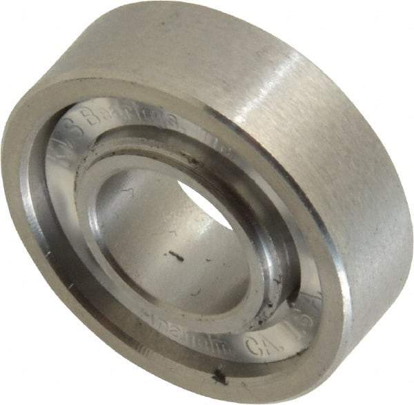 Made in USA - 3/8" Bore Diam, 7/8" OD, Open Precision Ground Radial Ball Bearing - 9/32" Wide, 1 Row, Round Bore, 99 Lb Static Capacity, 126 Lb Dynamic Capacity - Makers Industrial Supply