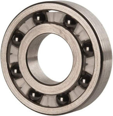 Made in USA - 1/2" Bore Diam, 1-1/8" OD, Open Precision Ground Radial Ball Bearing - 1/4" Wide, 1 Row, Round Bore, 129 Lb Static Capacity, 165 Lb Dynamic Capacity - Makers Industrial Supply