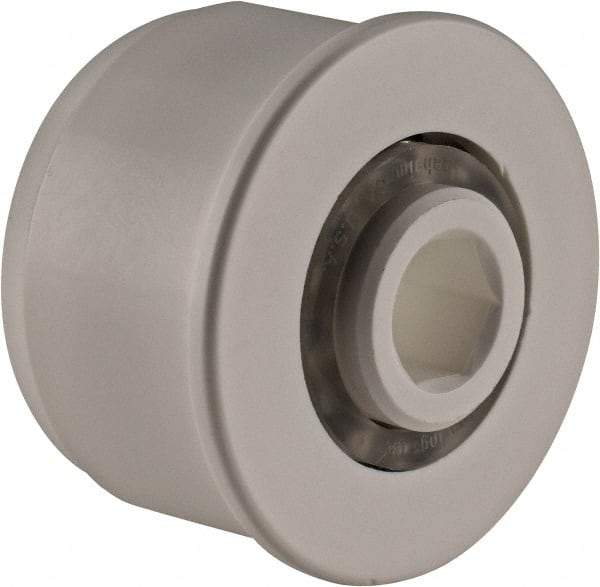 Made in USA - 2 Row, 1.78" OD, 7/16" Hex Bore Conveyor Roller Bearing - 85 Lb Capacity, 855 Max RPM, Stainless Steel with Polypropylene Housing - Makers Industrial Supply