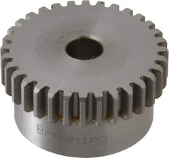 Browning - 20 Pitch, 1.6" Pitch Diam, 32 Tooth Spur Gear - 3/8" Bore Diam, 1-7/16" Hub Diam, Steel - Makers Industrial Supply