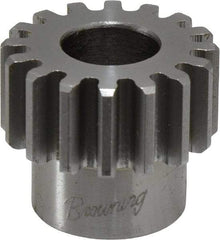 Browning - 16 Pitch, 1" Pitch Diam, 16 Tooth Spur Gear - 1/2" Bore Diam, 13/16" Hub Diam, Steel - Makers Industrial Supply