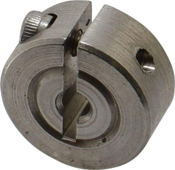 Climax Metal Products - 1/8" Bore, Stainless Steel, One Piece Clamp Collar - 11/16" Outside Diam, 5/16" Wide - Makers Industrial Supply