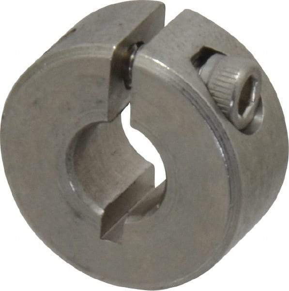 Climax Metal Products - 1/4" Bore, Stainless Steel, One Piece Clamp Collar - 11/16" Outside Diam, 5/16" Wide - Makers Industrial Supply