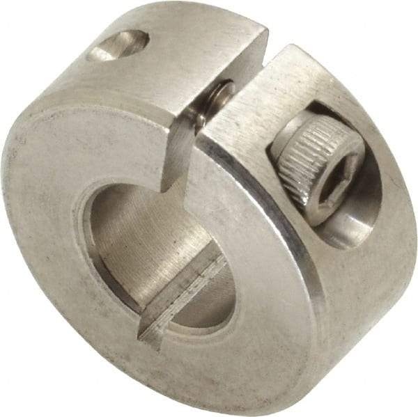 Climax Metal Products - 3/8" Bore, Stainless Steel, One Piece Clamp Collar - 7/8" Outside Diam, 3/8" Wide - Makers Industrial Supply