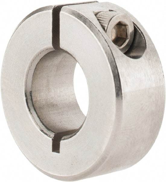 Climax Metal Products - 7/16" Bore, Stainless Steel, One Piece Clamp Collar - 15/16" Outside Diam, 3/8" Wide - Makers Industrial Supply