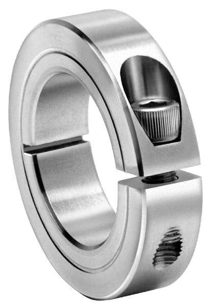 Climax Metal Products - 2-3/16" Bore, Stainless Steel, One Piece One Piece Split Shaft Collar - 3-1/4" Outside Diam, 3/4" Wide - Makers Industrial Supply