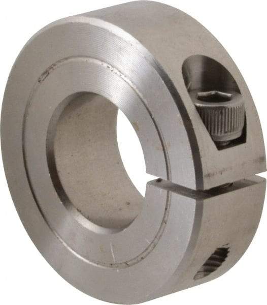 Climax Metal Products - 11/16" Bore, Stainless Steel, One Piece One Piece Split Shaft Collar - 1-1/2" Outside Diam, 1/2" Wide - Makers Industrial Supply