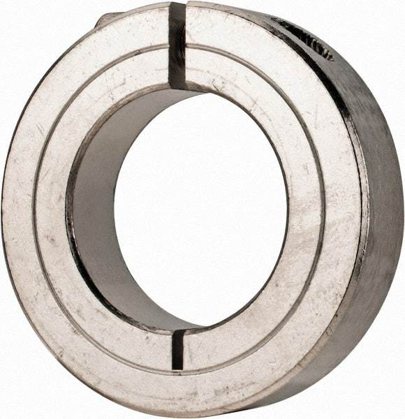 Climax Metal Products - 1-3/16" Bore, Stainless Steel, One Piece Clamp Collar - 2-1/16" Outside Diam, 1/2" Wide - Makers Industrial Supply