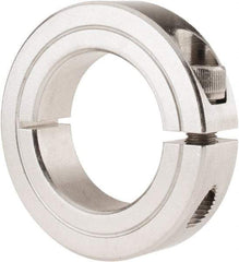 Climax Metal Products - 1-1/4" Bore, Stainless Steel, One Piece Clamp Collar - 2-1/16" Outside Diam, 1/2" Wide - Makers Industrial Supply