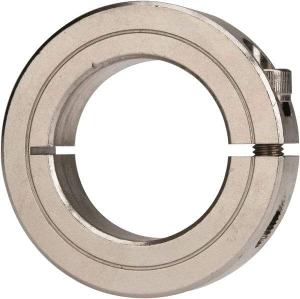 Climax Metal Products - 1-3/8" Bore, Stainless Steel, One Piece Clamp Collar - 2-1/4" Outside Diam, 9/16" Wide - Makers Industrial Supply