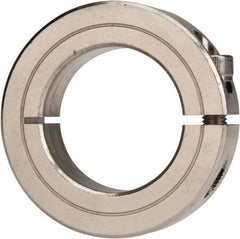 Climax Metal Products - 1-3/8" Bore, Stainless Steel, One Piece Clamp Collar - 2-1/4" Outside Diam, 9/16" Wide - Makers Industrial Supply