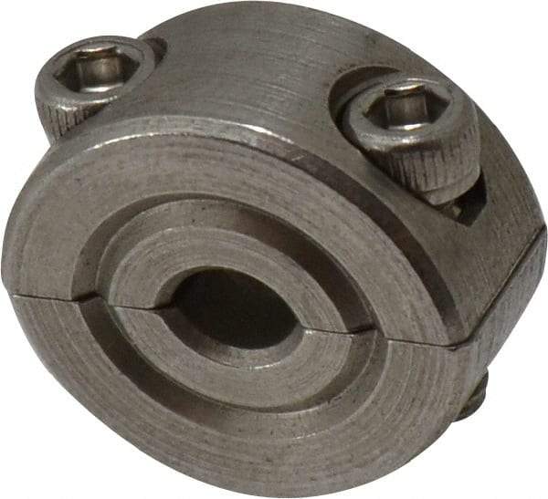 Climax Metal Products - 3/16" Bore, Stainless Steel, Two Piece Shaft Collar - 11/16" Outside Diam, 5/16" Wide - Makers Industrial Supply