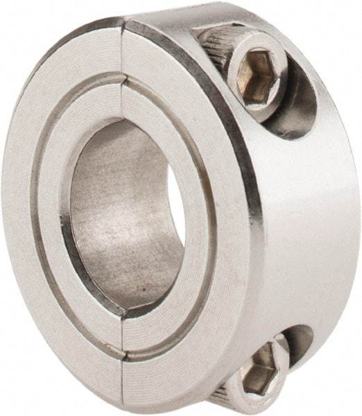 Climax Metal Products - 7/16" Bore, Stainless Steel, Two Piece Shaft Collar - 15/16" Outside Diam, 3/8" Wide - Makers Industrial Supply