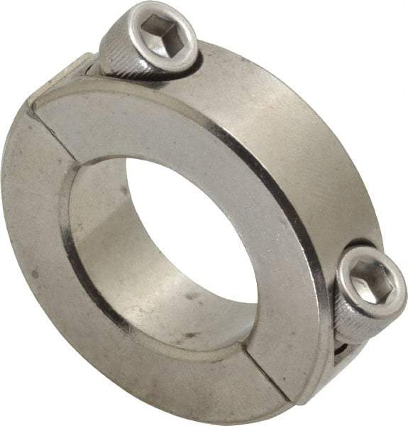 Climax Metal Products - 1" Bore, Stainless Steel, Two Piece Shaft Collar - 1-3/4" Outside Diam, 1/2" Wide - Makers Industrial Supply