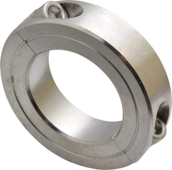 Climax Metal Products - 1-3/8" Bore, Stainless Steel, Two Piece Shaft Collar - 2-1/4" Outside Diam, 9/16" Wide - Makers Industrial Supply