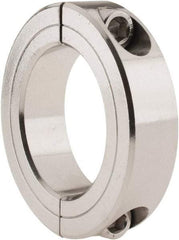 Climax Metal Products - 1-7/8" Bore, Stainless Steel, Two Piece Two Piece Split Shaft Collar - 2-7/8" Outside Diam, 11/16" Wide - Makers Industrial Supply