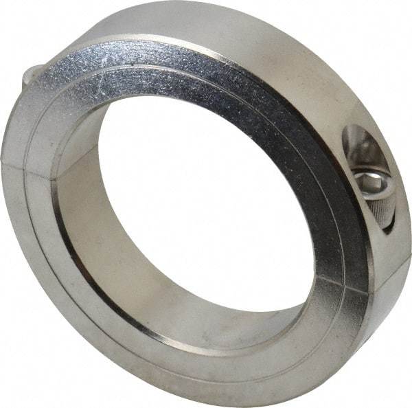 Climax Metal Products - 2-3/8" Bore, Stainless Steel, Two Piece Two Piece Split Shaft Collar - 3-1/2" Outside Diam, 3/4" Wide - Makers Industrial Supply