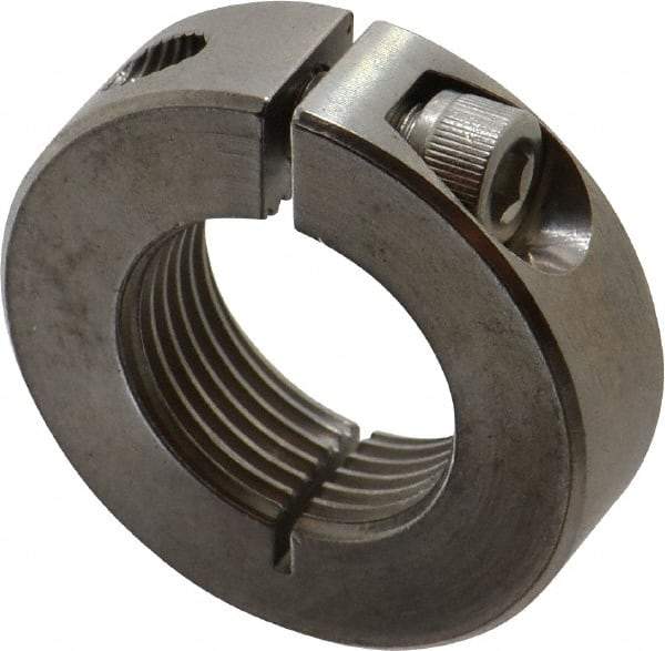 Climax Metal Products - 1-14 Thread, Stainless Steel, One Piece Threaded Shaft Collar - 1-3/4" Outside Diam, 1/2" Wide - Makers Industrial Supply