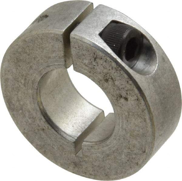 Climax Metal Products - 5/8" Bore, Aluminum, One Piece Clamp Collar - 1-5/16" Outside Diam, 7/16" Wide - Makers Industrial Supply