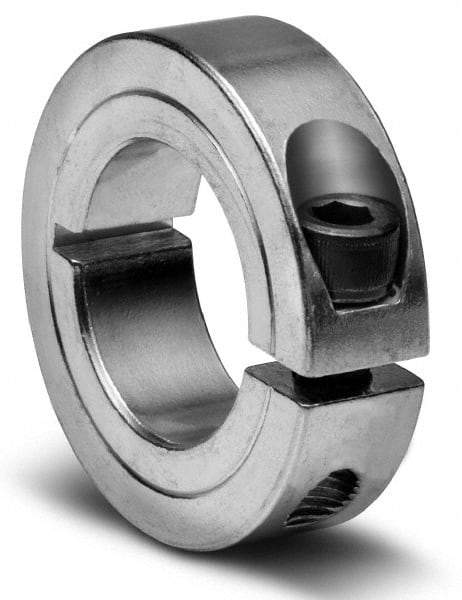 Climax Metal Products - 1-9/16" Bore, Aluminum, One Piece Clamping Shaft Collar - 2-3/8" Outside Diam, 9/16" Wide - Makers Industrial Supply