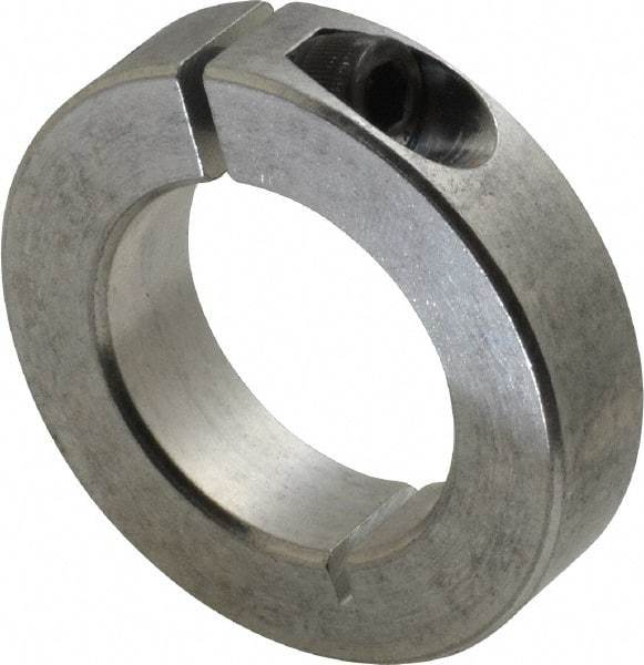 Climax Metal Products - 1-1/4" Bore, Aluminum, One Piece Clamp Collar - 2-1/16" Outside Diam, 1/2" Wide - Makers Industrial Supply