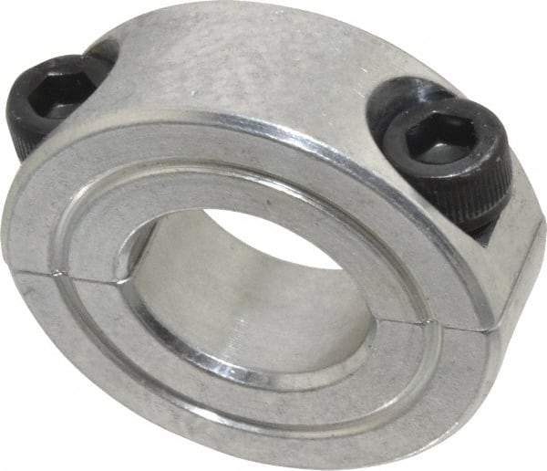 Climax Metal Products - 5/8" Bore, Aluminum, Two Piece Shaft Collar - 1-5/16" Outside Diam, 7/16" Wide - Makers Industrial Supply