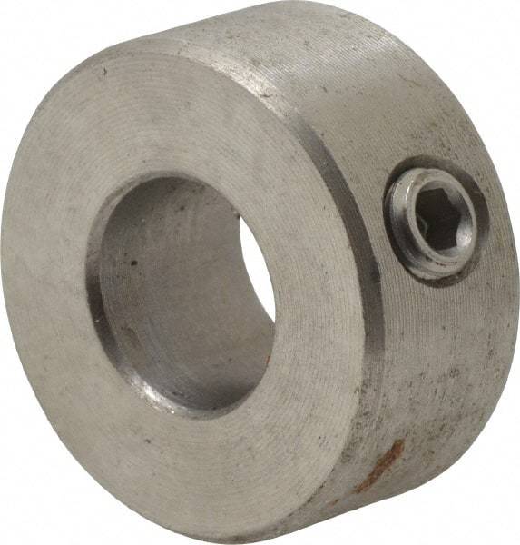 Climax Metal Products - 10mm Bore, Stainless Steel, Set Screw Shaft Collar - 7/8" Outside Diam - Makers Industrial Supply