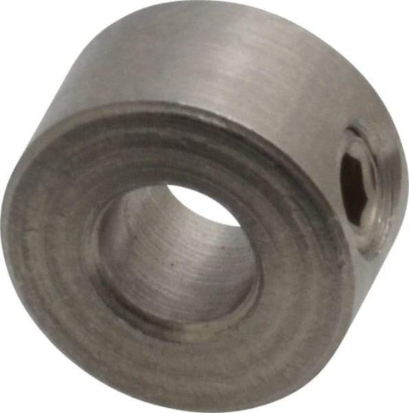 Climax Metal Products - 3/16" Bore, Stainless Steel, Set Screw Shaft Collar - 7/16" Outside Diam, 1/4" Wide - Makers Industrial Supply