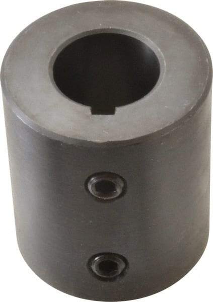 Climax Metal Products - 7/8" Inside x 1-3/4" Outside Diam, Mild Steel Set Screw Rigid Coupling with keyway - 2" Long x 3/16" Keyway Width x 3/32" Keyway Depth - Makers Industrial Supply