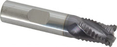 Accupro - 1/2" Diam, Coarse Pitch, 5/8" LOC, 4 Flute Solid Carbide Roughing Square End Mill - AlTiN Finish, 2-1/2" OAL, 1/2" Shank Diam, Single End, Centercutting, 30° Helix - Makers Industrial Supply