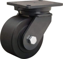 Hamilton - 6" Diam x 3" Wide x 8" OAH Top Plate Mount Swivel Caster - Nylon, 4,000 Lb Capacity, Sealed Precision Ball Bearing, 5-1/4 x 7-1/4" Plate - Makers Industrial Supply