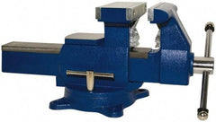 Yost Vises - 8" Jaw Width x 8-1/2" Jaw Opening Capacity, 4-3/4" (Regular) Throat Depth, Bench & Pipe Combination Vise - 1/8 to 4-1/2" Pipe Capacity, Swivel Base, Bolt Down Attachment, Ductile Iron - Makers Industrial Supply