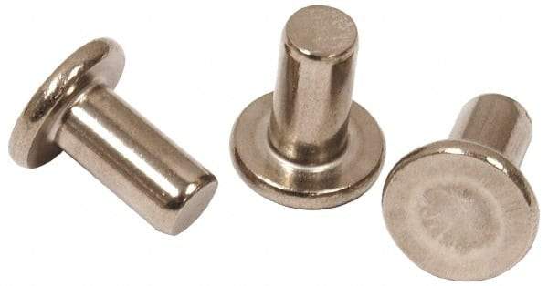 RivetKing - 0.163" Body Diam, Flat Steel Tinners Solid Rivet - 0.323" Length Under Head - Makers Industrial Supply