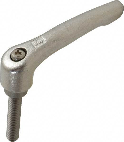 KIPP - 5/16-18, 17/32" Hub Diam, Stainless Steel Threaded Stud Adjustable Clamping Handle - 40mm Stud Length, 74.5mm OAL, 42.5mm High - Makers Industrial Supply