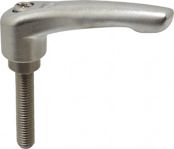 KIPP - M8 x 1.25, 17/32" Hub Diam, Stainless Steel Threaded Stud Adjustable Clamping Handle - 40mm Stud Length, 74.5mm OAL, 42.5mm High - Makers Industrial Supply