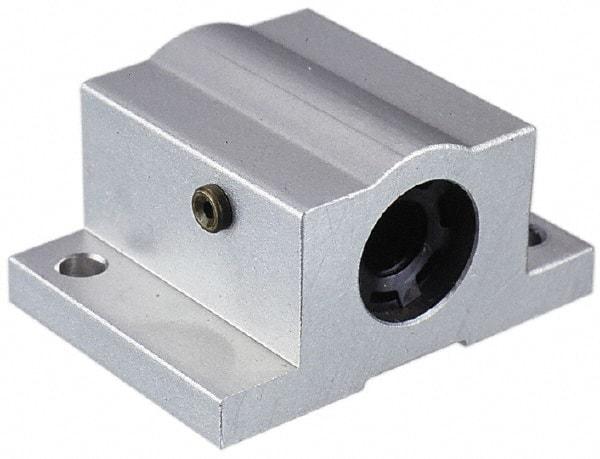 Thomson Industries - 5/8" Inside Diam, 320/640 Lbs. Dynamic Capacity, Open Single Pillow Block Linear Bearing - 1.44" Overall Height x 2-1/2" Overall Width - Makers Industrial Supply