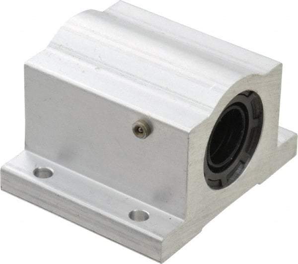 Thomson Industries - 1/2" Inside Diam, 255/510 Lbs. Dynamic Capacity, Closed Single Pillow Block Linear Bearing - 1-1/4" Overall Height x 2" Overall Width - Makers Industrial Supply