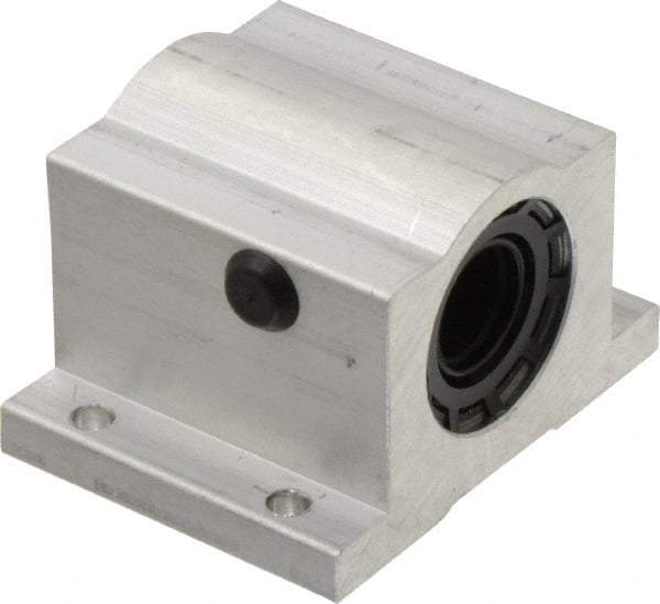 Thomson Industries - 5/8" Inside Diam, 620/1240 Lbs. Dynamic Capacity, Closed Single Pillow Block Linear Bearing - 1.63" Overall Height x 2-1/2" Overall Width - Makers Industrial Supply