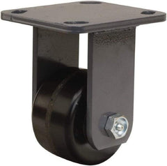 Hamilton - 3-1/4" Diam x 2" Wide x 5-1/4" OAH Top Plate Mount Rigid Caster - Phenolic, 700 Lb Capacity, Straight Roller Bearing, 4 x 4-1/2" Plate - Makers Industrial Supply